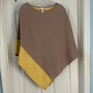 J. Jill Two-Tone Poncho Sweater - Brown and Yellow reversible